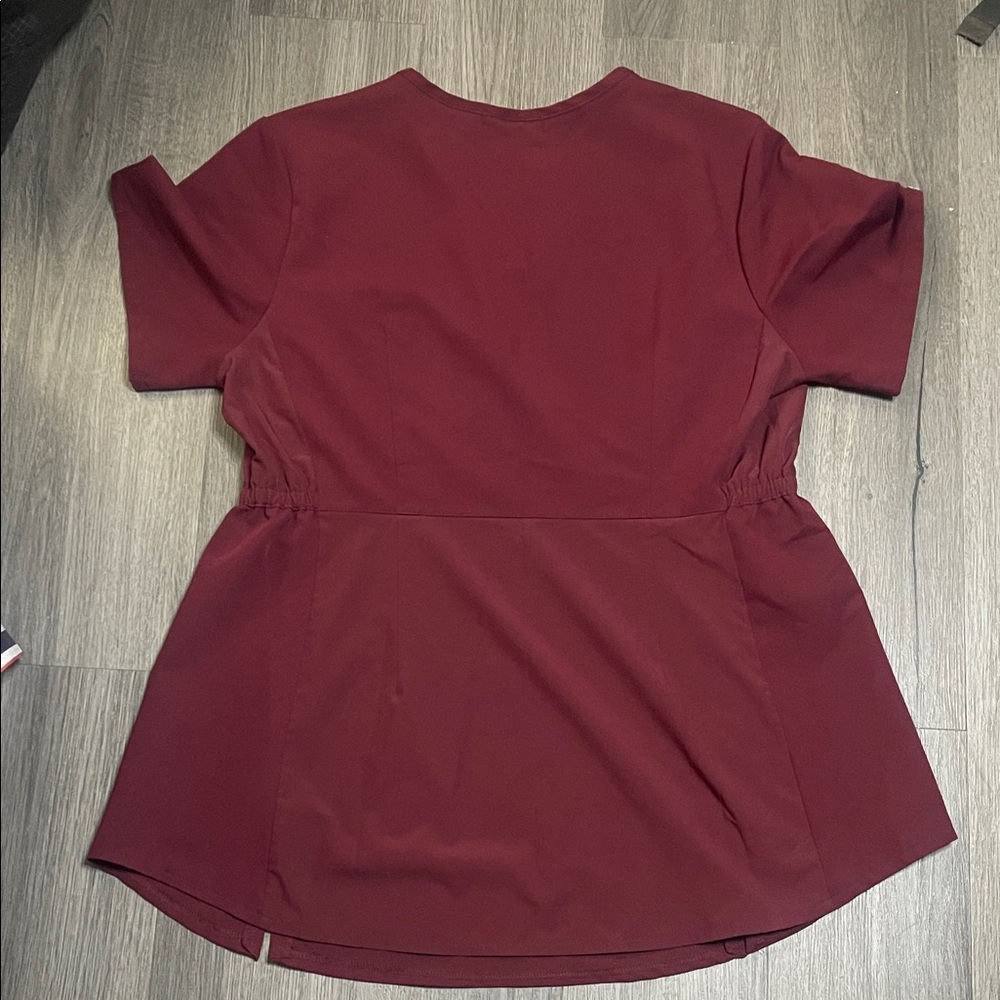 Figs Women's Maroon Short Sleeve Top - Picture 4 of 4